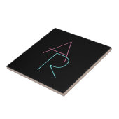 Moderne overlappende initialen | Roze Turquoise Zw Tegeltje (Zijkant)
