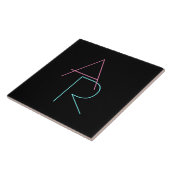 Moderne overlappende initialen | Roze Turquoise Zw Tegeltje (Zijkant)