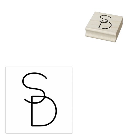 Moderne overlappende initialen rubberstempel (Gestempeld)