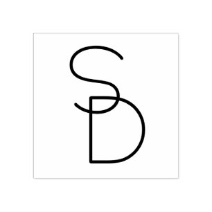 Moderne Overlappende Initialen Rubberstempel
