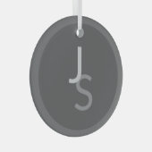 Moderne overlappende monografische Initialen | Gra Glas Ornament (Voorkant Rechts)