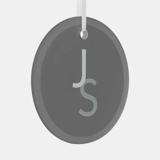 Moderne overlappende monografische Initialen | Gra Glas Ornament (Voorkant Rechts)