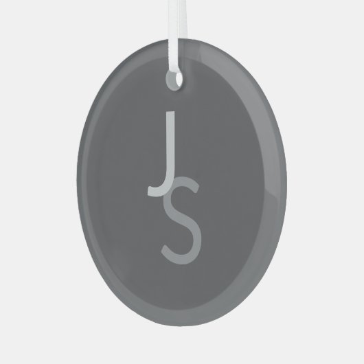 Moderne overlappende monografische Initialen | Gra Glas Ornament (Voorkant links)