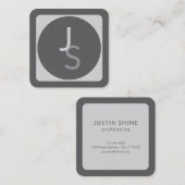 Moderne overlappende monografische Initialen | Gra Vierkante Visitekaartje (Voorkant / Achterkant)