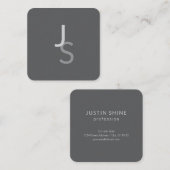 Moderne overlappende monografische Initialen | Gra Vierkante Visitekaartje (Voorkant / Achterkant)