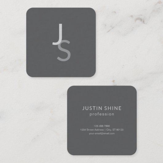 Moderne overlappende monografische Initialen | Gra Vierkante Visitekaartje (Voorkant / Achterkant)