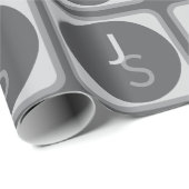 Moderne Overlappende Monogram Beginletters | Grijs Cadeaupapier (Rol Hoek)