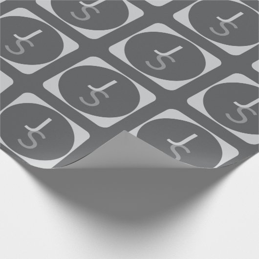 Moderne Overlappende Monogram Beginletters | Grijs Cadeaupapier (Hoek)