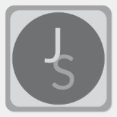 Moderne Overlappende Monogram Beginletters | Grijs Vierkante Sticker (Voorkant)