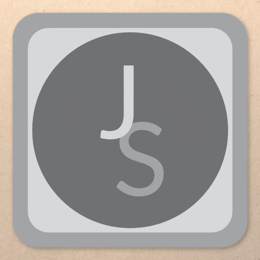 Moderne Overlappende Monogram Beginletters | Grijs Vierkante Sticker