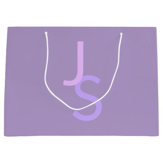 Moderne Overlappende Monogram Beginletters | Paars Groot Cadeauzakje (Voorkant)