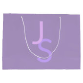 Moderne Overlappende Monogram Beginletters | Paars Groot Cadeauzakje (Achterkant)