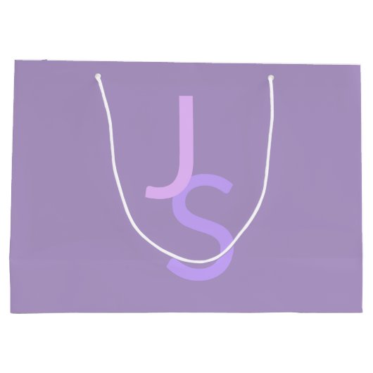 Moderne Overlappende Monogram Beginletters | Paars Groot Cadeauzakje (Achterkant)