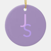 Moderne Overlappende Monogram Beginletters | Paars Keramisch Ornament (Voorkant)
