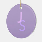 Moderne Overlappende Monogram Beginletters | Paars Keramisch Ornament (Links)