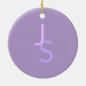 Moderne Overlappende Monogram Beginletters | Paars Keramisch Ornament (Achterkant)