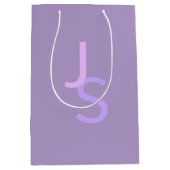 Moderne Overlappende Monogram Beginletters | Paars Medium Cadeauzakje (Voorkant)