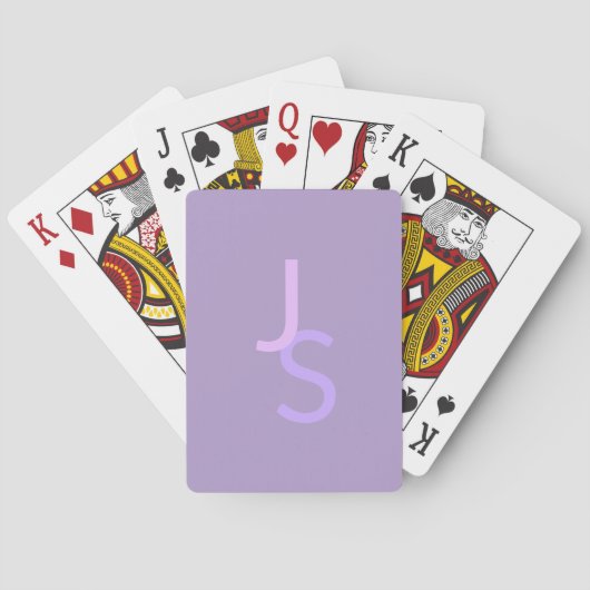 Moderne Overlappende Monogram Beginletters | Paars Pokerkaarten (Achterkant)
