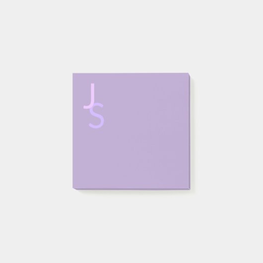 Moderne Overlappende Monogram Beginletters | Paars Post-it® Notes (Voorkant)
