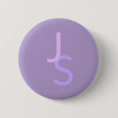 Moderne Overlappende Monogram Beginletters | Paars Ronde Button 5,7 Cm (Voorkant)