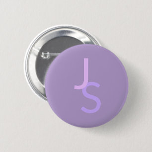 Moderne Overlappende Monogram Beginletters Paars Ronde Button 5,7 Cm