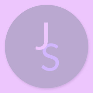 Moderne Overlappende Monogram Beginletters   Paars Ronde Sticker