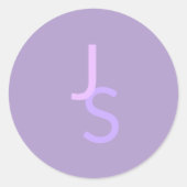 Moderne Overlappende Monogram Beginletters | Paars Ronde Sticker (Voorkant)