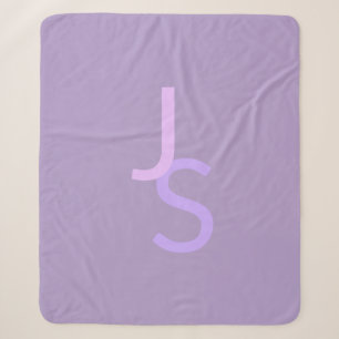 Moderne Overlappende Monogram Beginletters   Paars Sherpa Deken