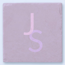 Moderne Overlappende Monogram Beginletters | Paars Stenen Onderzetter