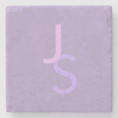 Moderne Overlappende Monogram Beginletters | Paars Stenen Onderzetter (Voorkant)