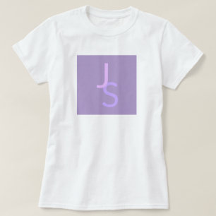 Moderne Overlappende Monogram Beginletters Paars T-shirt