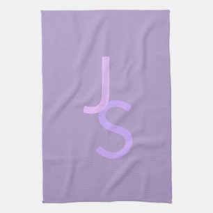 Moderne Overlappende Monogram Beginletters Paars Theedoek