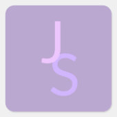 Moderne Overlappende Monogram Beginletters | Paars Vierkante Sticker (Voorkant)