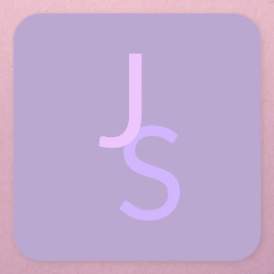 Moderne Overlappende Monogram Beginletters   Paars Vierkante Sticker