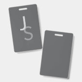 Moderne Overlappende Monogram Eerste Letters | Gri Badge (Voor- en achterkant)