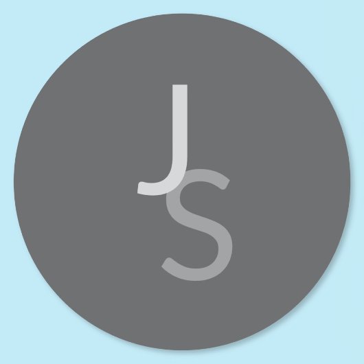 Moderne Overlappende Monogram Eerste Letters | Gri Ronde Sticker