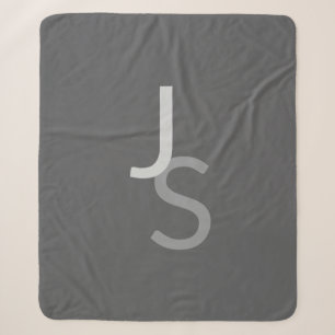 Moderne Overlappende Monogram Eerste Letters Gri Sherpa Deken