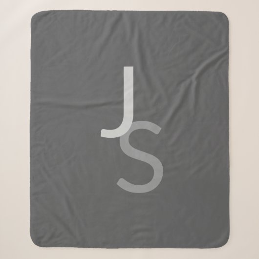 Moderne Overlappende Monogram Eerste Letters | Gri Sherpa Deken (Voorkant)