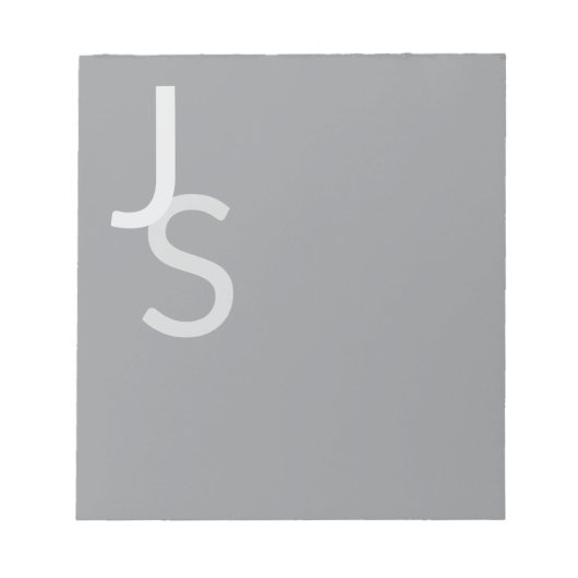 Moderne overlappende monogram initiaal | Grijs Notitieblok (Voorkant)