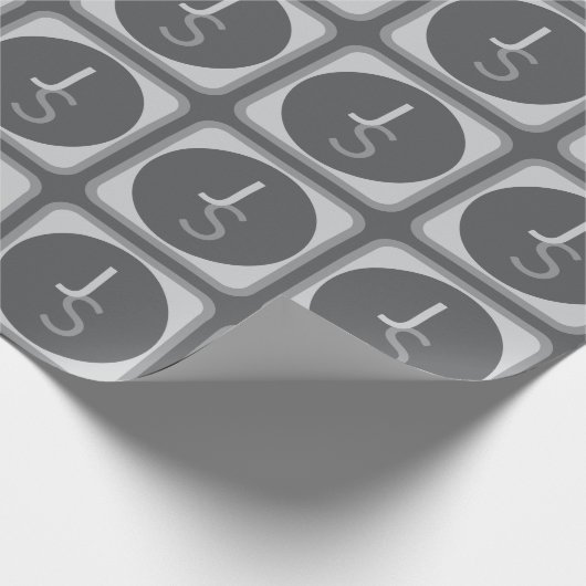 Moderne overlappende monogram-initialen | Grijs Cadeaupapier (Hoek)