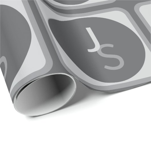 Moderne overlappende monogram-initialen | Grijs Cadeaupapier (Rol Hoek)