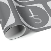 Moderne Overlappende Monogram Initialen | Grijs Cadeaupapier (Rol Hoek)