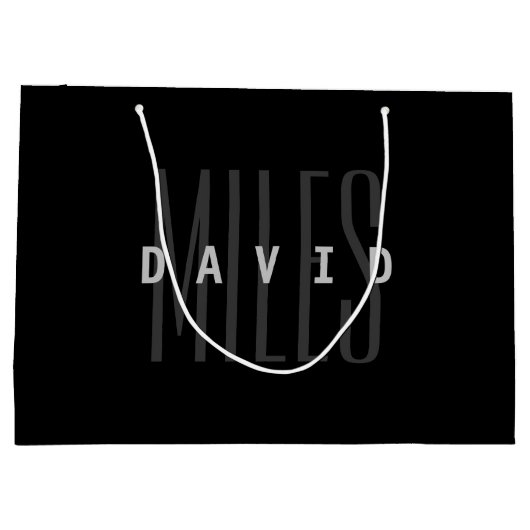 Moderne Overlappende Naam & Achternaam Groot Cadeauzakje (Achterkant)