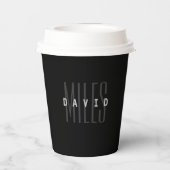 Moderne overlappende naam en achternaam papieren bekers (Achterkant)