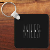 Moderne overlappende naam en achternaam sleutelhanger (Voorkant)