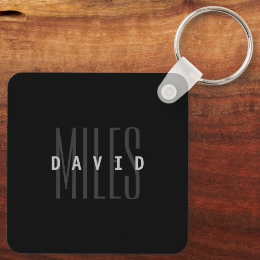 Moderne overlappende naam en achternaam sleutelhanger (Achterkant)