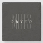 Moderne overlappende naam en achternaam stenen onderzetter (Voorkant)