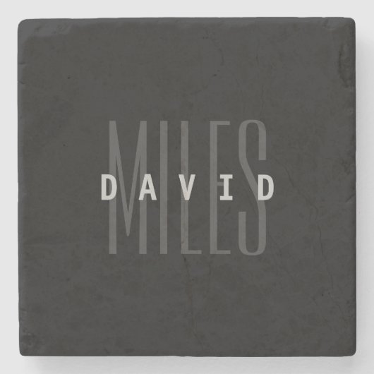 Moderne overlappende naam en achternaam stenen onderzetter (Voorkant)