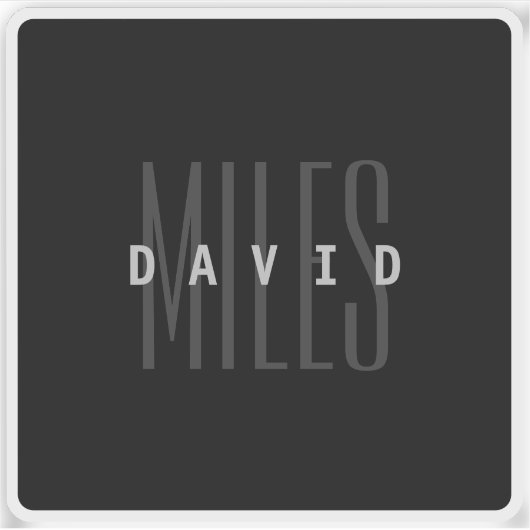 Moderne overlappende naam en achternaam sticker (Voorkant)