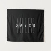 Moderne overlappende naam en achternaam wandkleed (Voorkant (horizontaal))